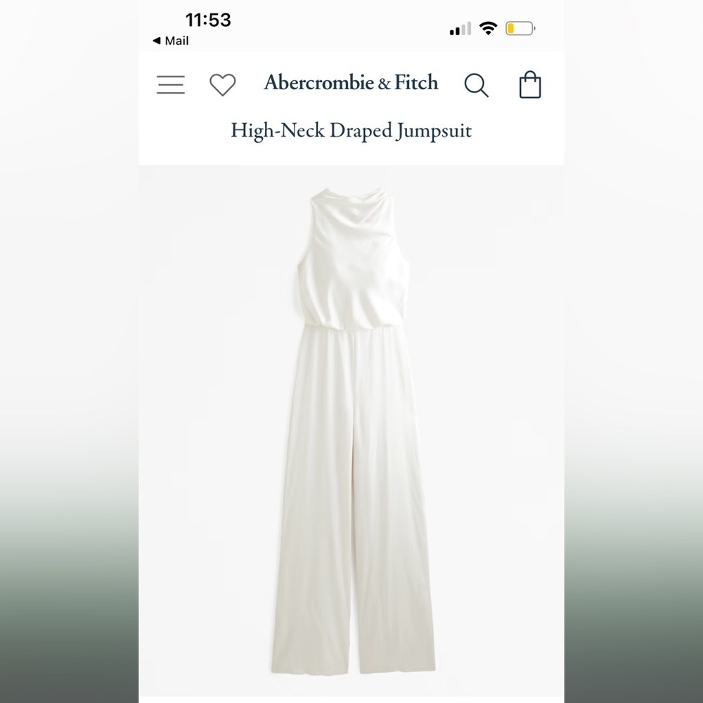 Abercrombie and Fitch High-Neck Draped Jumpsuit. Pearl white. Small petite.